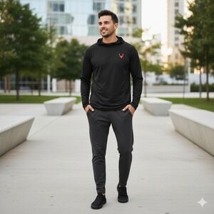 Bucked Up‎ Athleisure Hunting Pullover Black Long Sleeve Hooded - Size XL